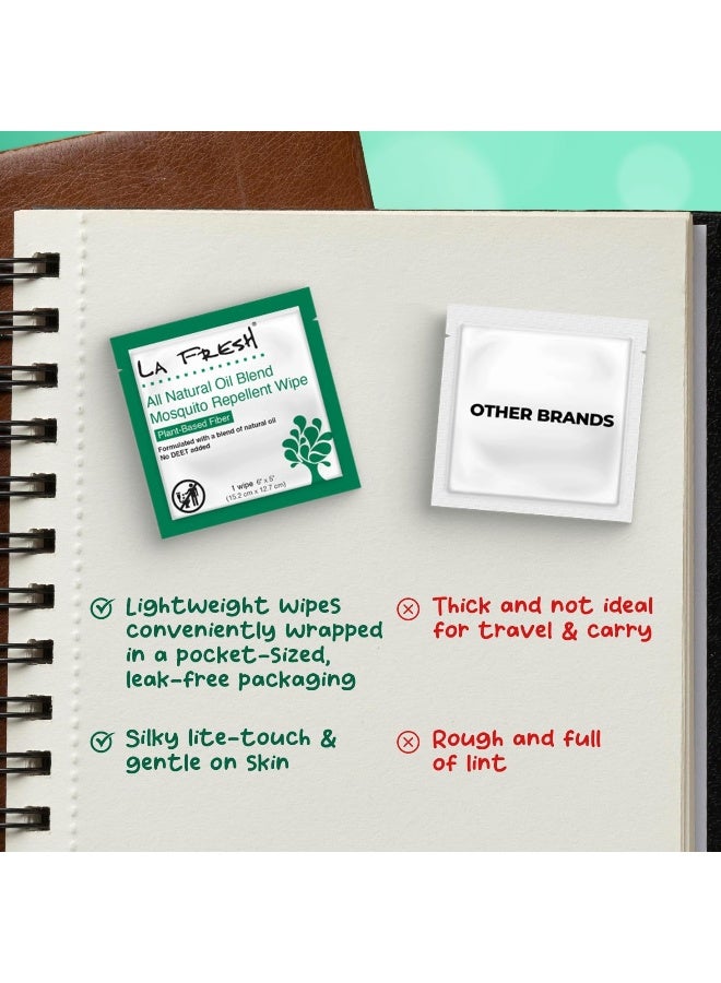LA Fresh DEET Free Mosquito Repellent Wipes - Long Lasting Bug Repellent Wipes, Travel Insect Repellant - Pack of 50 Natural Insect Repellent Wipes - Image 3